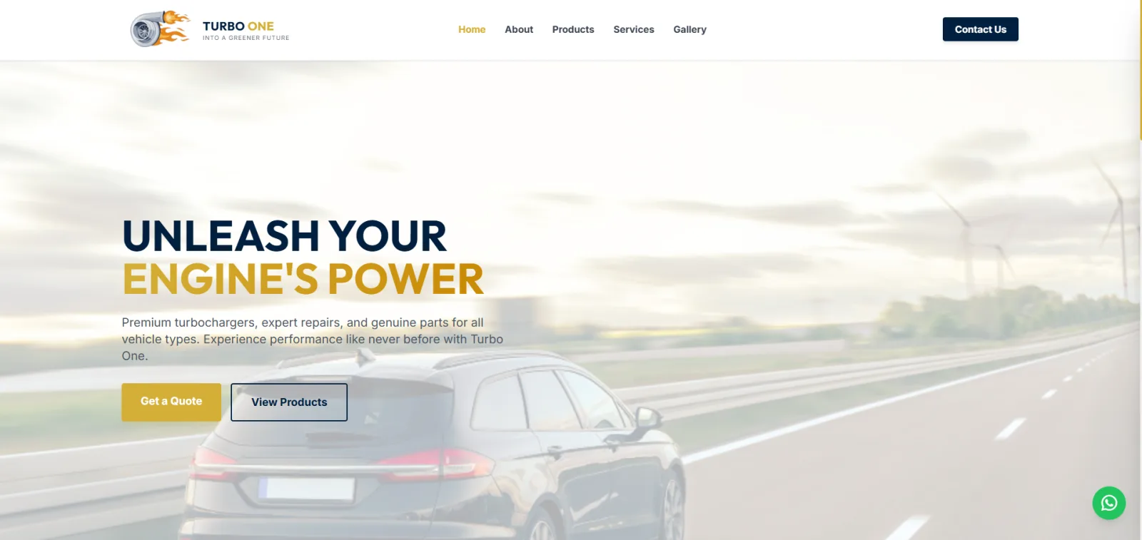 Automotive Turbo Service Website UI — PHP, Tailwind CSS, JS project